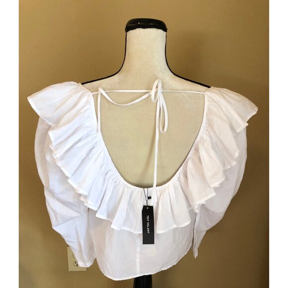 NWT Toit Volant white ruffle flounce Cynthia top - Picture 7 of 8
